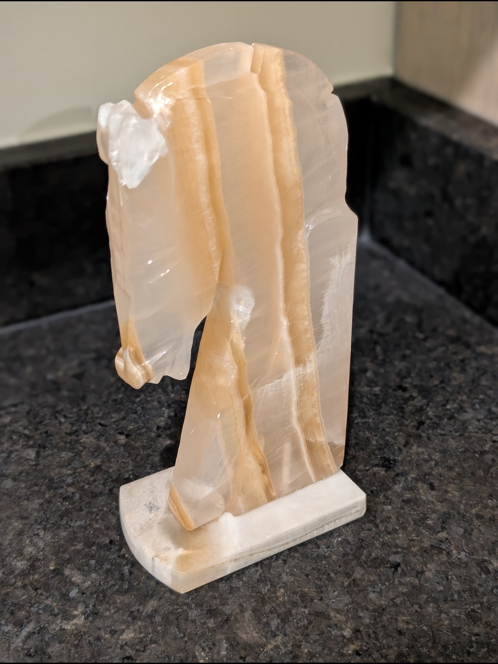 Hand-Carved Onyx Horse Head Sculpture Book End